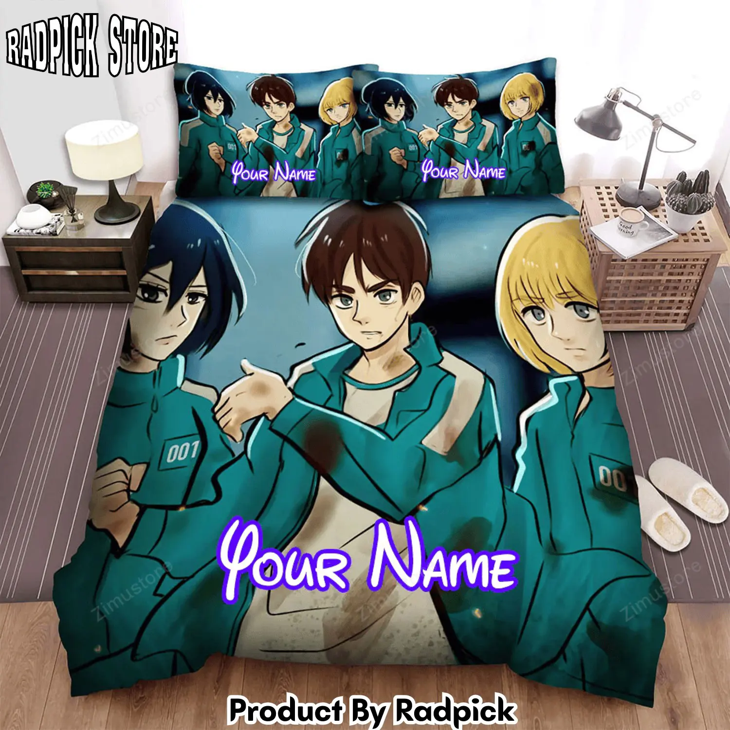 Radpick squid game movie anime art bed sheets spread comforter duvet cover personalized name bedding sets rp3272042